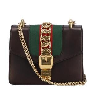 Gucci Sylvie leather chain crossbody bag black
